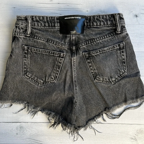 Alexander Wang Faded Black Bite High Rise Cut Off Shorts 24 - Picture 6 of 7